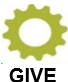 green gear with "give" text